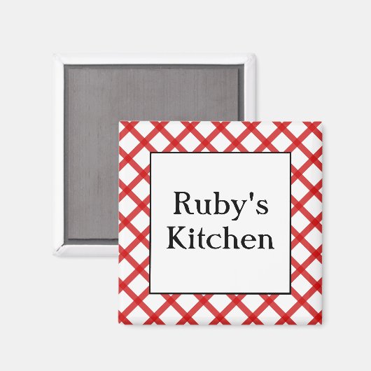 Red Checks Custom Kitchen Gezegde Magnet (Voorkant / Achterkant)