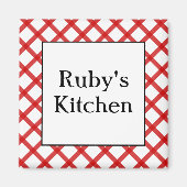 Red Checks Custom Kitchen Gezegde Magnet (Voorkant)