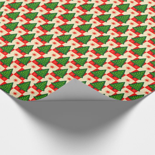 Red Checks with Trees Country Cadeaupapier (Hoek)