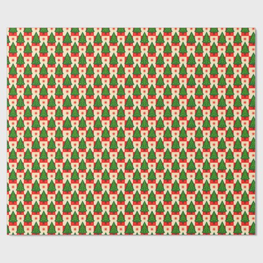 Red Checks with Trees Country Cadeaupapier (Vlak)