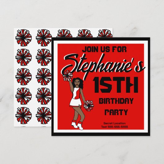 Red Cheer #1 uitnodiging (Voorkant / Achterkant)