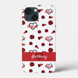 Red Cheer Hearts, Pom Poms, Megafone Pattern Case-Mate iPhone Case