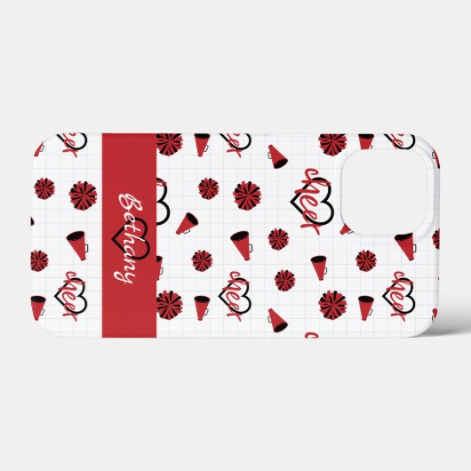 Red Cheer Hearts, Pom Poms, Megafone Pattern Case-Mate iPhone Case (Achterkant (horizontaal))