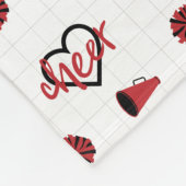 Red Cheer Hearts, Pom Poms, Megafone Pattern Fleece Deken (Hoek)