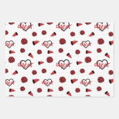 Red Cheer Hearts, Pom Poms, Megafone Pattern Inpakpapier Vel (Voorkant 3)