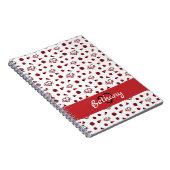 Red Cheer Hearts, Pom Poms, Megafone Pattern Notitieboek (Rechterzijde)