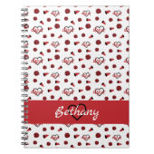 Red Cheer Hearts, Pom Poms, Megafone Pattern Notitieboek (Voorkant)