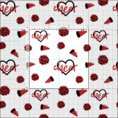 Red Cheer Hearts, Pom Poms, Megafone Pattern Stof (Delen)