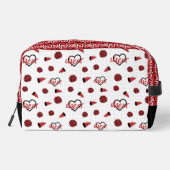 Red Cheer Hearts, Pom Poms, Megafone Pattern Toilettasje (Achterkant)