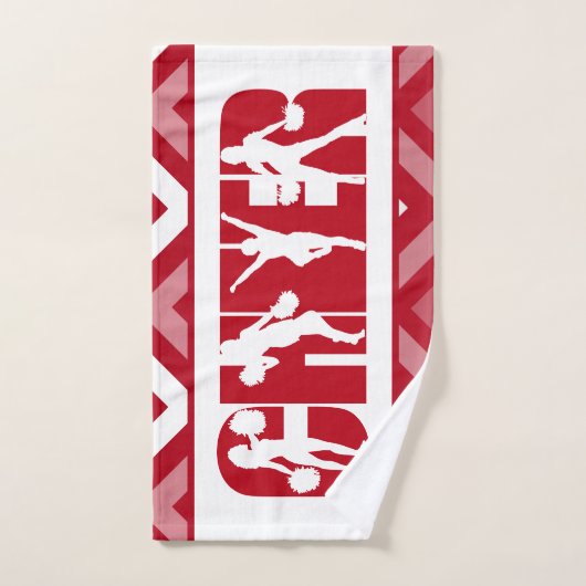 Red Cheer Typography Girl's Silhouette Modern Text Handdoek (Handdoek)