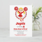Red Cheerleader - Blonde Girls Cheer Birthday Kaart (Staand voorkant)