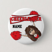 Red Cheerleader Girl | Personaliseren Ronde Button 5,7 Cm (Voorkant)