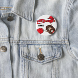 Red Cheerleader Girl | Personaliseren Ronde Button 5,7 Cm
