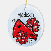 Red Cheerleader Ornament Megaphone Pom Pom (Links)