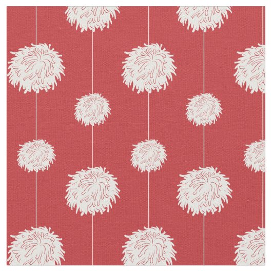 Red Cheerleader Pom Pom Pattern Stof (Close Up)