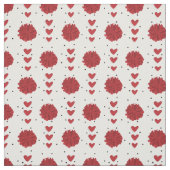 Red Cheerleader Pom Poms & Hearts Pattern Stof (Swatch)