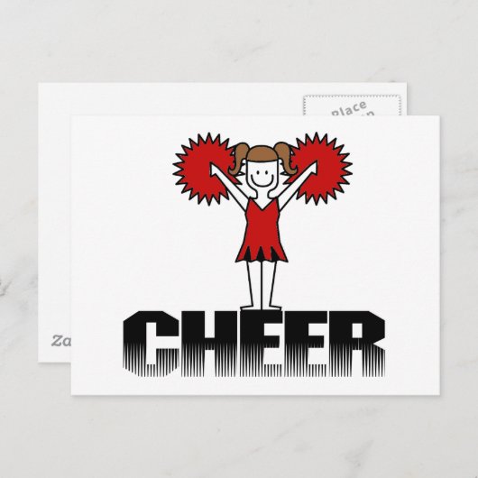 Red Cheerleader T-shirts en cadeautjes Briefkaart (Voorkant / Achterkant)