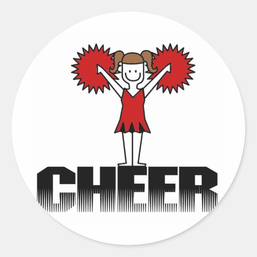 Red Cheerleader T-shirts en cadeautjes Ronde Sticker (Voorkant)