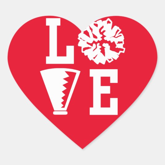 Red Cheerleaders Love Heart Hart Sticker (Voorkant)