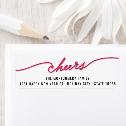 Red Cheers Calligraphy Script Holiday Address Etiket (Insitu)