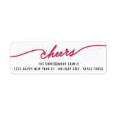 Red Cheers Calligraphy Script Holiday Address Etiket (Voorkant)