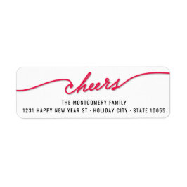 Red Cheers Calligraphy Script Holiday Address Etiket