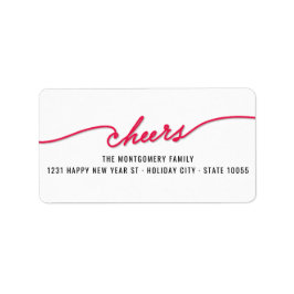 Red Cheers Calligraphy Script Holiday Address Etiket