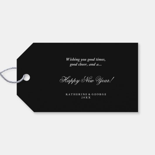 Red Cheers Calligraphy Script Modern Photo Holiday Cadeaulabel (Achterkant Horizontaal)