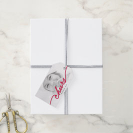 Red Cheers Calligraphy Script Modern Photo Holiday Cadeaulabel