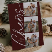 Red Cheers Minimal Modern Elegant Kerstscript Feestdagenkaart