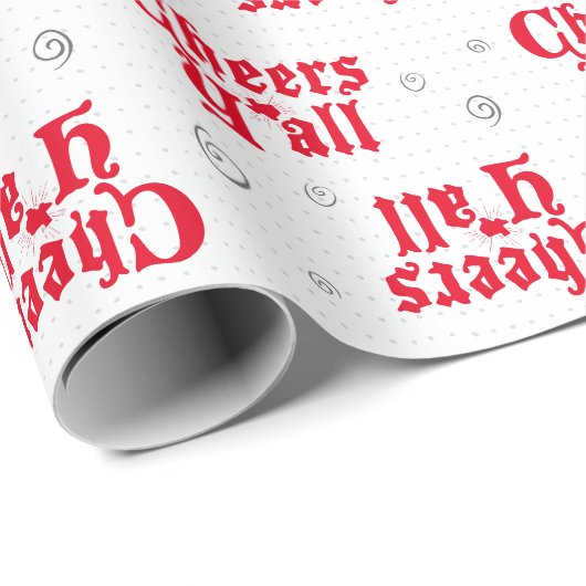 Red Cheers Y'all Cadeaupapier (Rol Hoek)