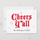 Red Cheers Y'all Foto Feestdagenkaart (Voorkant)