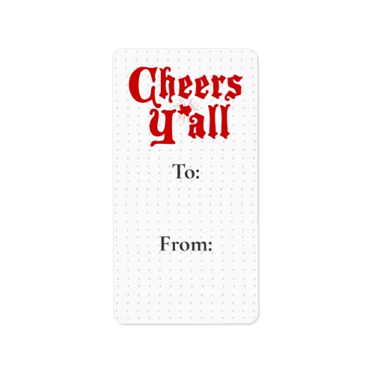 Red Cheers Y'all Gift Label Sticker (Voorkant)