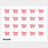 Red Cheers Y'all Ronde Sticker (Vel)