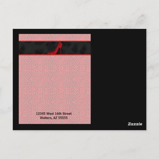 Red Cheetah Print gepersonaliseerd Briefkaart (Achterkant)