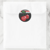 Red Cherries Black Custom Retro Party Favor Ronde Sticker (Tas)