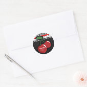 Red Cherries Black Custom Retro Party Favor Ronde Sticker (Envelop)