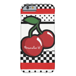 Red Cherries Black en White, aangepast Barely There iPhone 6 Hoesje