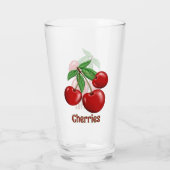 Red Cherries Cluster Design gepersonaliseerd Glas (Achterkant)