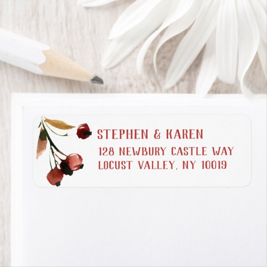 Red Cherries Elegant Return Address Label (Insitu)