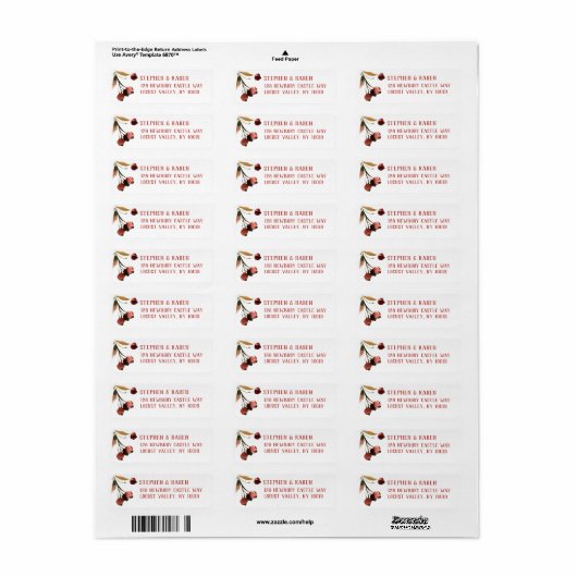 Red Cherries Elegant Return Address Label (Full Sheet)