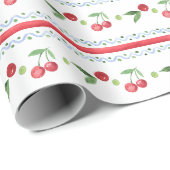 Red Cherries Fruit Waterverf Cadeaupapier (Rol Hoek)