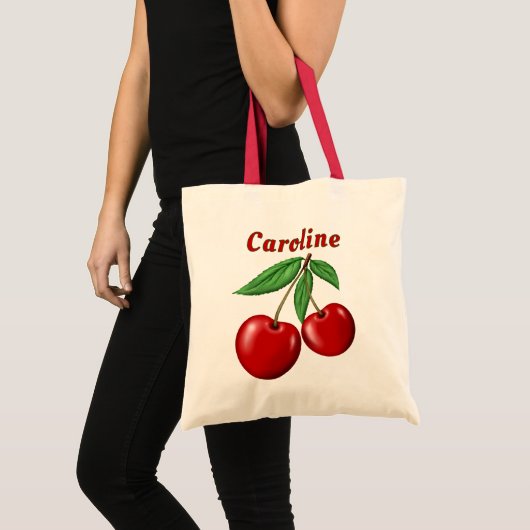 Red Cherries gepersonaliseerd budget Tote Bag (Voorkant (product))