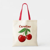 Red Cherries gepersonaliseerd budget Tote Bag (Achterkant)