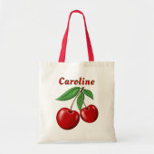 Red Cherries gepersonaliseerd budget Tote Bag (Voorkant)