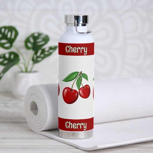 Red Cherries gepersonaliseerd Waterfles (Yoga)