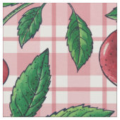 Red cherries on pink gingham stof (Close Up)