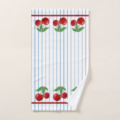 Red Cherries op Blue Stripes Graphic Pattern Bad Handdoek (Handdoek)