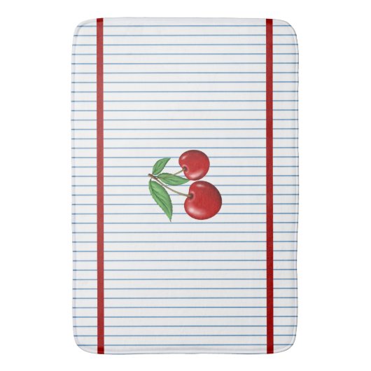 Red Cherries op Blue Stripes Graphic Pattern Badmat (Voorkant Verticaal)