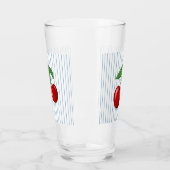 Red Cherries op Blue Stripes Graphic Pattern Glas (Links)